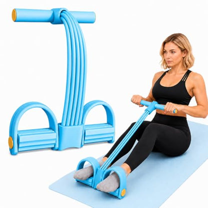 Bungee Rope Pedal Tension Brace, 4 Tubes/6 Tubes Optional, Latex Elastic Band for Abs Training, Leg Stretching and Strength Training, Blue/Purple