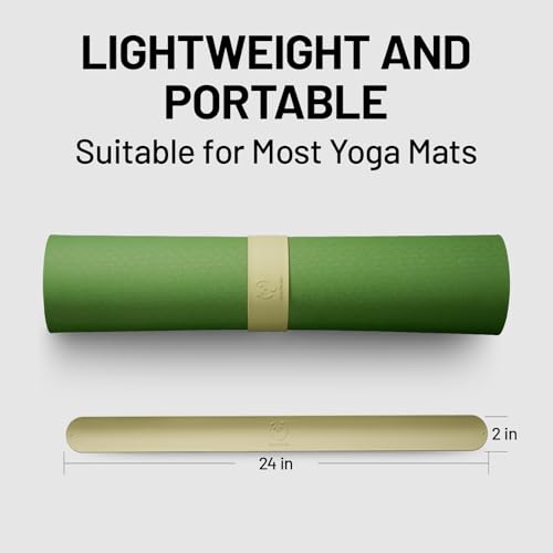 Yoga Mat Strap Slap Band, One Snap Keeps Mats Tightly Rolled, Heavy-Duty Clasp Fits Most Size Mats(24" L X 2" W) - color: Beige