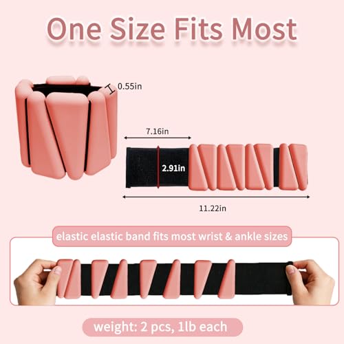 Wrist Weights set for Women, 2 sets of 1 lb each, Silicone Ankle & Wrist Weights for Women & Men, Adjustable Weight fit for Yoga, Dance,Hiking, Jogging,Pilates, Aerobic Exercise and Strength Exercise