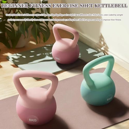 Kettlebell Weights Beginner Fitness Exercise Soft Kettle Bells, Women's Weight Loss Training Dumbbell, Anti-Slip Handle, Vest Line/Peach Buttocks(Green,2.5kg)