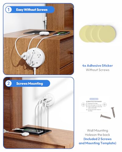 2 Prong Power Strip, NTONPOWER 10 FT Extension Cord, 2 Prong to 3 Prong Outlet Adapter, 180°Non-Polarized, 3 Outlets 4 USB (2 USB C), Wall Mount for Old House Non-Grounded Outlets,White - size: 10 ft