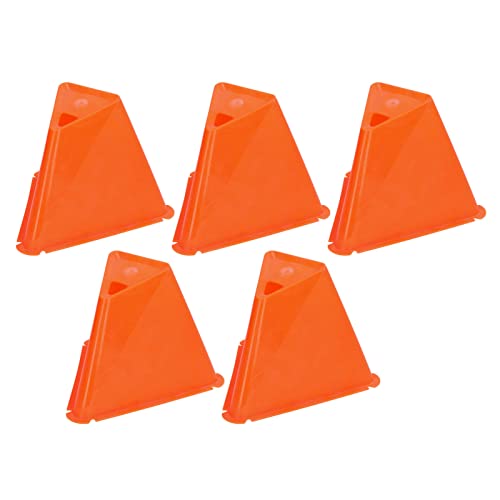 5pcs Soccer Training Marker Cones, Durable Plastic Stackable Bright Color with Easy Carry for Football Basketball Speed Obstacle Drills Indoor Outdoor Sports - color: Orange