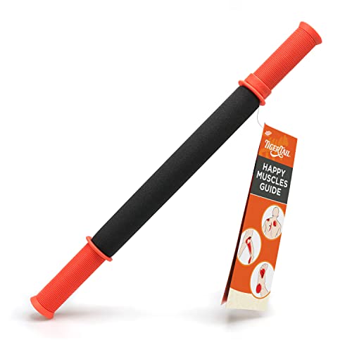 Tiger Tail 18in Massage Stick Portable Roller, Handheld, Deep Tissue Foam Roller, Body Massage and Myofascial Release Tool for Legs, Neck, Calves, Thighs, Shins & Back, The Original 18, Made in USA - size: 18" Plus Happy Muscles eBook