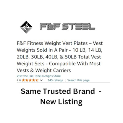 F&F STEEL Adjustable Weighted Vest & Plates - Strength, Edurance, Running, Hiking, Rucking, Fitness WODs - color: Silver Plates - 8.75lb