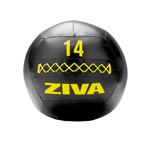 ZIVA Soft Wall Ball – Highly Durable Weighted Exercise Medicine Slam Ball for Strength and Conditioning Workout - Multiple Color, Weight Available - color: j. 14lb - Black