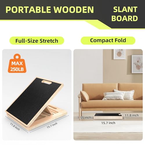 Adjustable Wooden Slant Board for Calf Stretching ,Portable Calf Strecther Incline Board for Knees Ankle Heel Feet Leg,Slanted Board for Physical Therapy