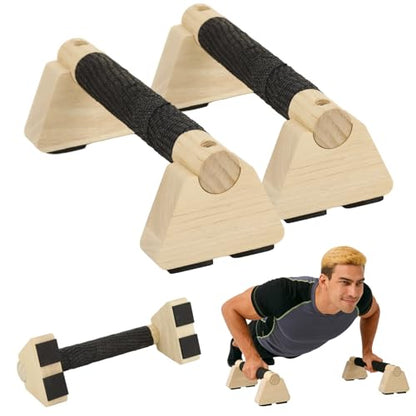 2 Pcs Wooden Parallettes Bars, Push Up Stands for Handstand Training and Fitness Exercise, Non Slip Base, 330 lbs Weight Capacity Calisthenics Equipment