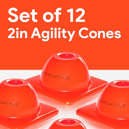 Versatyle Heavy Duty Agility Training Cones (2 in, 6 in, 9 in, 12 in, 28 in) for Sports, Kids Coaching, Multipurpose Field Marker Cones, Soccer, Basketball Drills, Bike, Motorcycle, Traffic Training