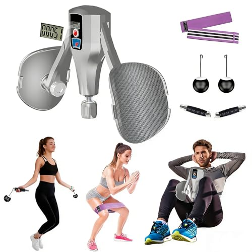 Kegel Trainer, Multi-Function 132 lbs Resistance Pelvic Floor Exercise Devices with Thigh Straps, Handles, Resistance Bands and Jump Rope, Kegel Trainer Hip Leg Toner Inner Kegel Exerciser - color: Gray