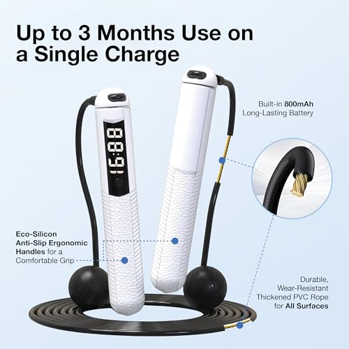 Cordless Gravity Jump Rope, Smart Jump Rope with Counter for Gym, Fat Burning & Calorie Burn, APP Data Analysis, Home Workout Equipment for Women ＆ Men
