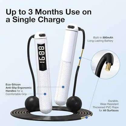 Cordless Gravity Jump Rope, Smart Jump Rope with Counter for Gym, Fat Burning & Calorie Burn, APP Data Analysis, Home Workout Equipment for Women ＆ Men