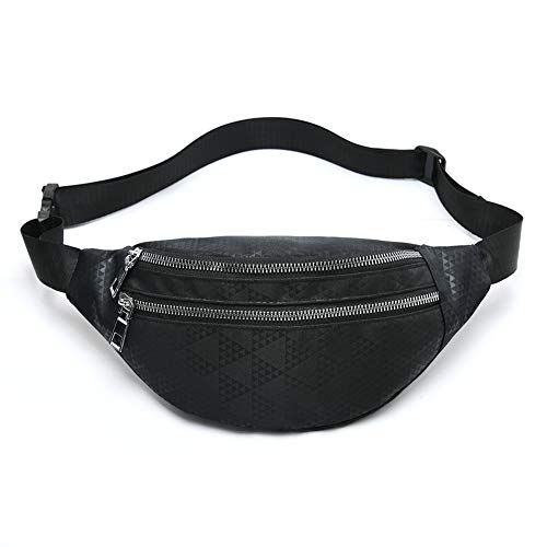 MOCE Waist Bag Fanny Pack for Men & Women Fashion Water Resistant Hip Bum Bag with Adjustable Belt for Travel Hiking Running Outdoor Sports.(Black01) - color: Black-1