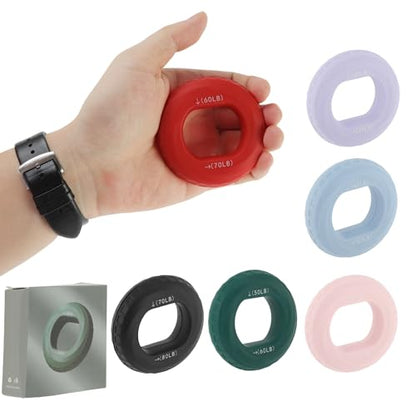 Hand Grip Strengthener, Fingers Exerciser - Silicone Rings for Muscle Training Sports Rock Climbing Finger Rehabilitation,6 Resistance Levels - color: Red(60/70LB)with Box