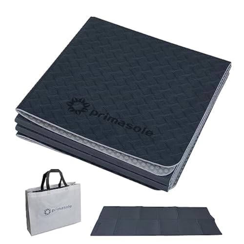 Primasole TPE Folding yoga mat Travel Double side Non-Slip Lightweight Pilates & Floor Workouts6mm thick Black Color PSS22NH013A