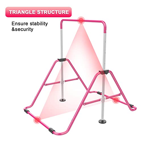 Gymnastic Bars for Kids with Adjustable Height, Folding Gymnastic Training Kip Bar, Expandable Horizontal Bar for Home