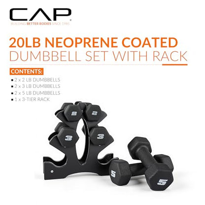 CAP Barbell Neoprene Dumbbell Weights Pairs & Sets | Black
