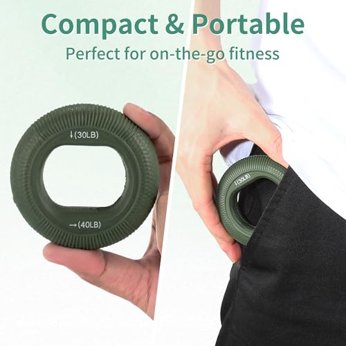 Hand Grip Strengthener, Fingers Exerciser - Silicone Rings for Muscle Training Sports Rock Climbing Finger Rehabilitation,6 Resistance Levels - color: Green(30/40LB)