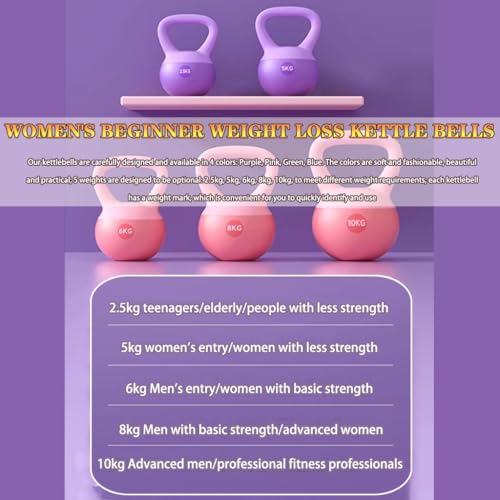 Kettlebell Weights Women's Beginner Weight Loss Soft Kettle Bells, Buttocks Shaping/sports Dumbbell, Home Fitness Equipment, Frosted Non-slip Handle(Pink-2.5kg)