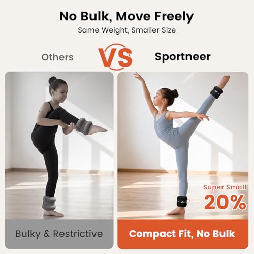 Sportneer Ankle Wrist Weights for Women Men, Pair of 1/2/4/6/10 LB Wearable Leg Arm Weights for Walking, Running, Pilates, Strength Training, Physical Therapy & Home Fitness