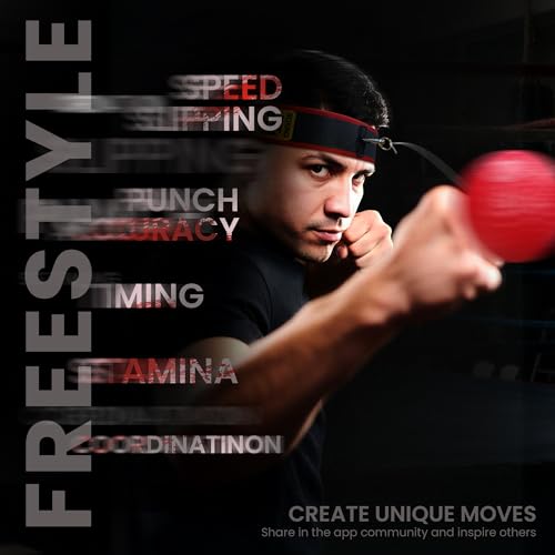 YMX BOXING® Ultimate Reflex Ball Set with App - 4 Balls & 2 Headband - color: Black/Yellow/Red/Green