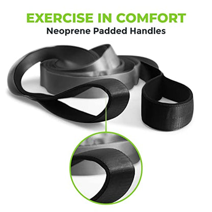 Stretching Strap for Physical Therapy, 12 Multi-Loop Stretch Strap 1.5" W x 8' L, Neoprene Handles, Physical Therapy Equipment, Yoga Straps for Stretching, Leg Stretcher.
