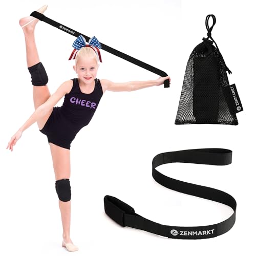Stretching Strap for Cheer – Flexibility Stunt Strap for Cheerleaders – Durable Cheer Stretching Bands for Improved Flexibility, Range of Motion – Essential Cheer Accessories - color: Black