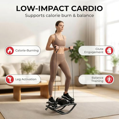 Rock Stepper, Side-to-Side Lateral Rocking Fitness Stepper, with Digital Monitor, Resistance Bands, Non-Slip Mat, Full Body Stepper, for Apartment, Living Room Workout - color: Black