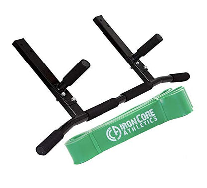 Joist Mount Pull Up Bar with Pull Up Assistance Bands - Commercial Gym Quality Pullup Bar with 41" Loop Exercise Pull-Up Assist Bands - color: Green