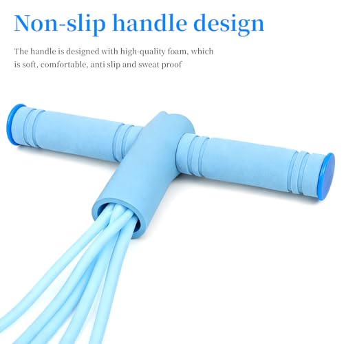 2 Pack 8-Tube Pedal Resistance Bands, Elastic Sit-Up Pull Rope with Handles for Abdomen, Waist, Arm and Leg Stretching, Home Gym Fitness Workout (Blue/Purple)