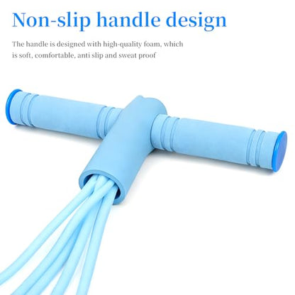 2 Pack 8-Tube Pedal Resistance Bands, Elastic Sit-Up Pull Rope with Handles for Abdomen, Waist, Arm and Leg Stretching, Home Gym Fitness Workout (Blue/Purple)