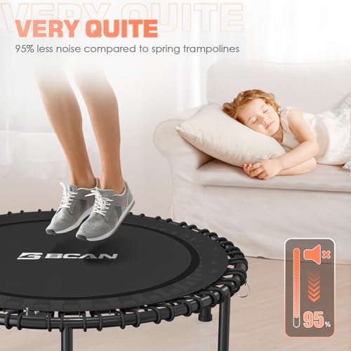 BCAN BT2 Mini Rebounder Trampoline for Adults|Bungee|No Handle|FED Fitness - color: 40-Black, size: 40IN