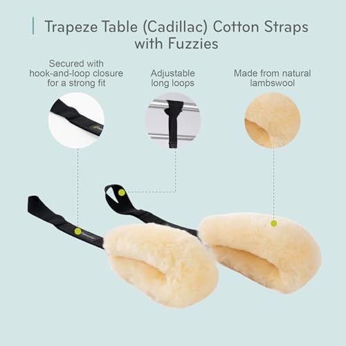 Balanced Body Cadillac Trapeze Table Cotton Web Straps with Fuzzies, Pilates Equipment Accessory, Pair - size: Cotton Straps with Fuzzies