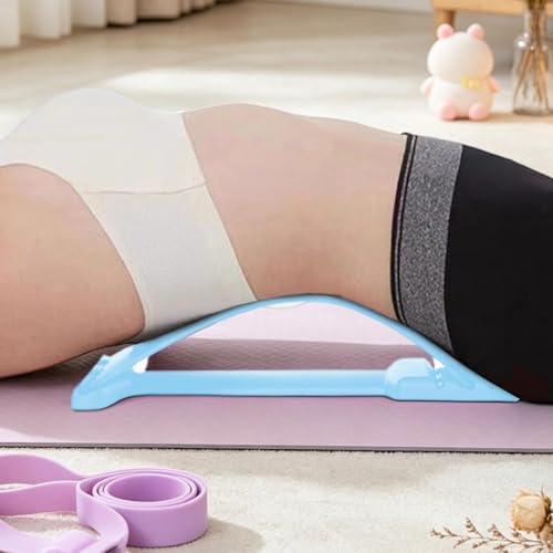 Lower Back Stretcher Curved 4 Level Adjustable with Massage Points - color: Blue