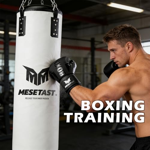 Mesetast Punching Bag for Adults, 4ft Heavy Boxing Bag Set with 12 OZ Gloves for MMA Karate Kickboxing Boxing - Unfilled - color: 3.White