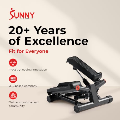 Sunny Health & Fitness Twist Stair Stepper with Resistance Bands - color: Black Matte