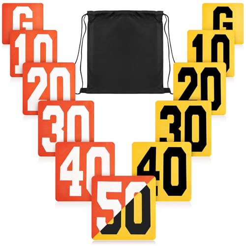 Jecery Football Yard Markers High Visibility Football Field Yard Line Markers Yardage Field Line Marking 12 Inch with Carrying Bag for Sporting Training - color: Orange Yellow, size: Classic