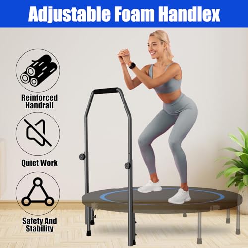 Fitness Rebounder Handle Bar Accessory for 40" Round Mini Trampoline with Foam Handle, Fitness Trampoline Handle Bar Fit for Straight Leg Within 2.5CM/0.98IN Dia (Trampoline Not Included)