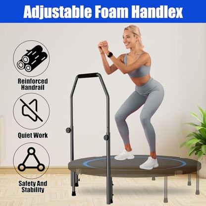 Fitness Rebounder Handle Bar Accessory for 40" Round Mini Trampoline with Foam Handle, Fitness Trampoline Handle Bar Fit for Straight Leg Within 2.5CM/0.98IN Dia (Trampoline Not Included)