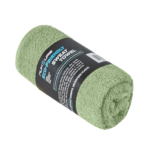NUKURA 12” x 40” Gym Sweat Towel, 450 GSM, 100% Cotton, High Absorbency, Extra Soft & Quick Dry Workout, Yoga, Fitness, Pickleball, Running Neck Towel – Sage Green