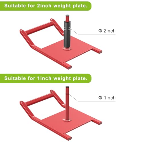 Kipika Weight Sled, Workout Sled, Fitness Strength Training Sled, Speed Training Sled for Athletic Exercise, Speed Improvement, Easily Through Obstacles, Suitable for 1" & 2" Weight Plate - color: A- Red