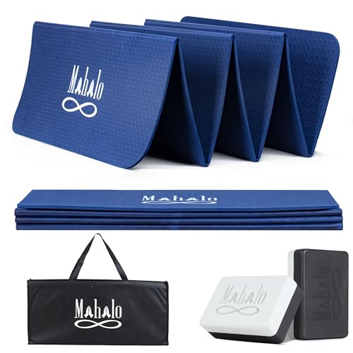 Foldable Yoga Mat + Carry Bag, 6mm 7-fold Workout Mat, Easy to Store, Anti-Slip Folding Exercise Mat for Yoga, Pilates, Home Workouts, and Floor Exercises