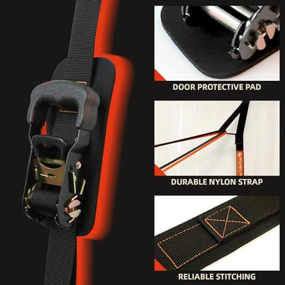 Resistance Band Door Ratchet Anchor with 6 Points - Portable Home Workout Anchor (Fits 6-7.7ft Doors)