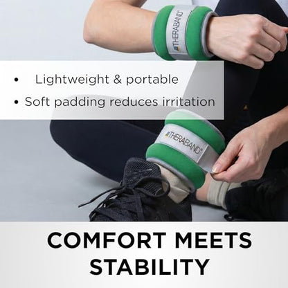 Theraband 25871 Comfort Fit Ankle & Wrist Cuff Wrap Weight Set, 1.5lbs, Green - size: Level 2 / 1.5lb - Green