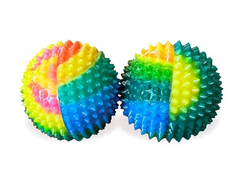 2X Spiky DBT Skill Balls | 2inch | Magnetic Stress Relief Balls | Spiky Massage Balls for Relaxation, Tension Release, Focus & Mobility (Rainbow) - color: Rainbow