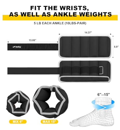 Adjustable Ankle Weights for Women Men 1 2 4 5 6 8 10 LBS 1 Pair Leg Weights Wrist Hand Arm Weights with Removable Weight Strength Training Weight for Walking Running Gym Fitness Physical Therapy
