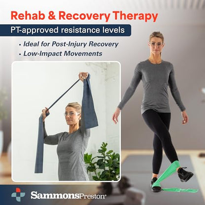 Sammons Preston Resistance Bands, Exercise Band, Workout, 5 ft, 5-Pack