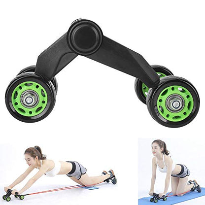 Ab Roller for Abs Workout - 4 Wheel AB Wheel Roller - Workout System - with Knee Protection Pad - Home Gym Workout Exercise Equipment - Abdomen Muscle Training - for Men/Women(Green+Black)