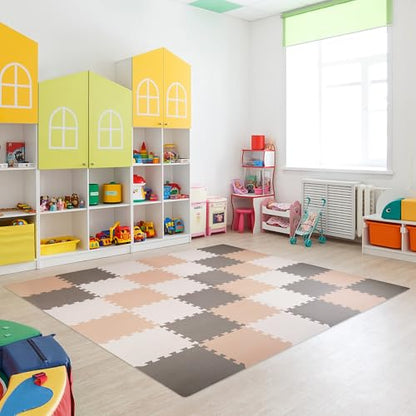 BalanceFrom Foam Floor Tiles for Kids - Non-Toxic Comfortable Baby Play Mat and Interlocking Foam Tiles for Crawling & Development, Soft Play Mat for Babies, 36 Tiles Cover 36 SQ SF