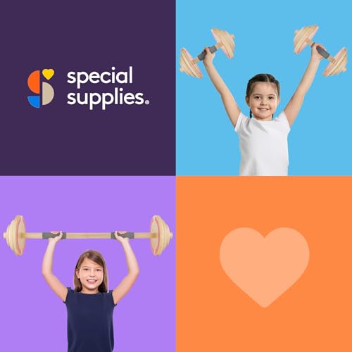 Special Supplies Kids Wooden Workout Play Weights Set - Adjustable Dumbbells and Barbell Set for Home Gym Equipment, Exercise Workout Set for Fitness Activities (Barbell + Dumbbells)