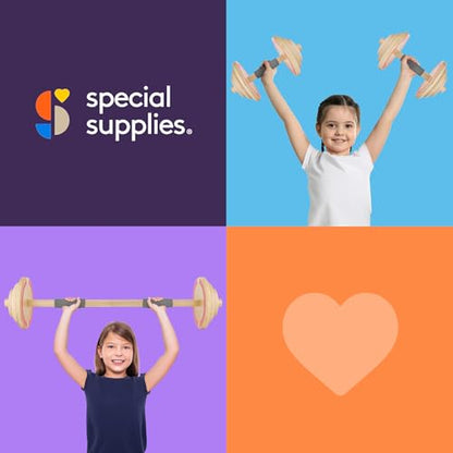 Special Supplies Kids Wooden Workout Play Weights Set - Adjustable Dumbbells and Barbell Set for Home Gym Equipment, Exercise Workout Set for Fitness Activities (Barbell + Dumbbells)